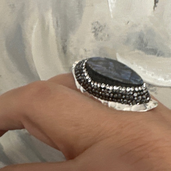 Abalone She’ll Ring. Micro Pave accent. Adjustable silver band - Picture 4 of 4